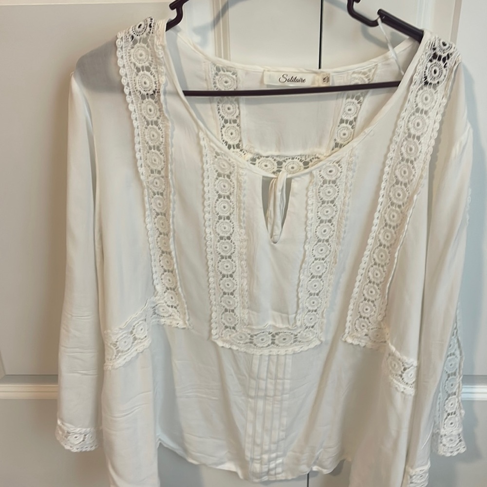 Beige blouse, lace, boho style used, see pics